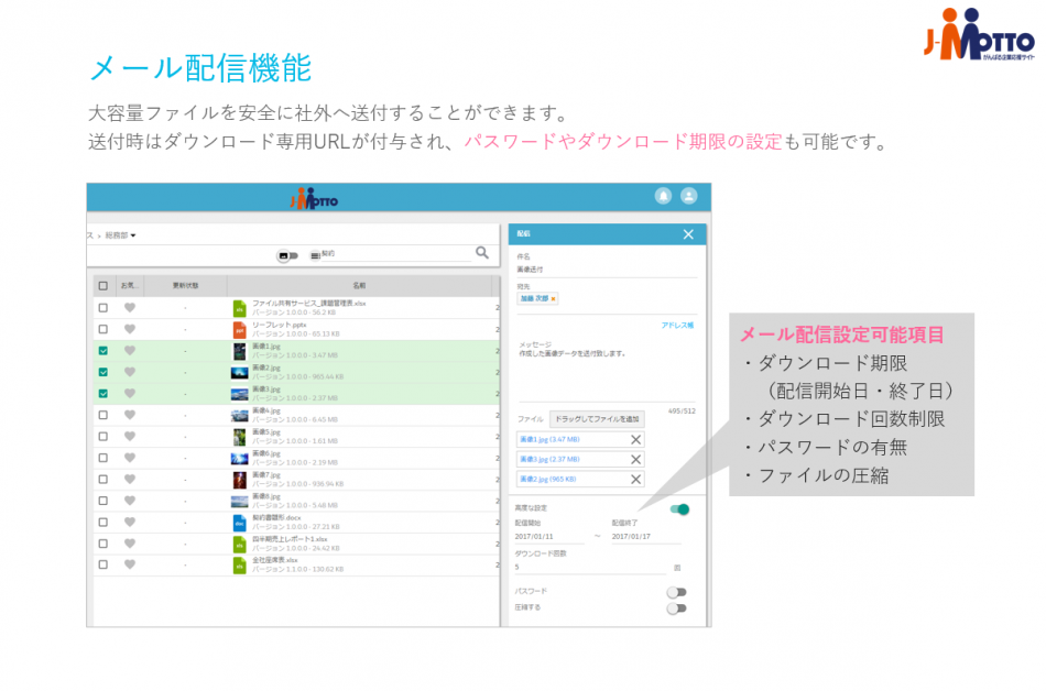 J Mottoファイル共有サービス オンラインストレージ の製品詳細 It