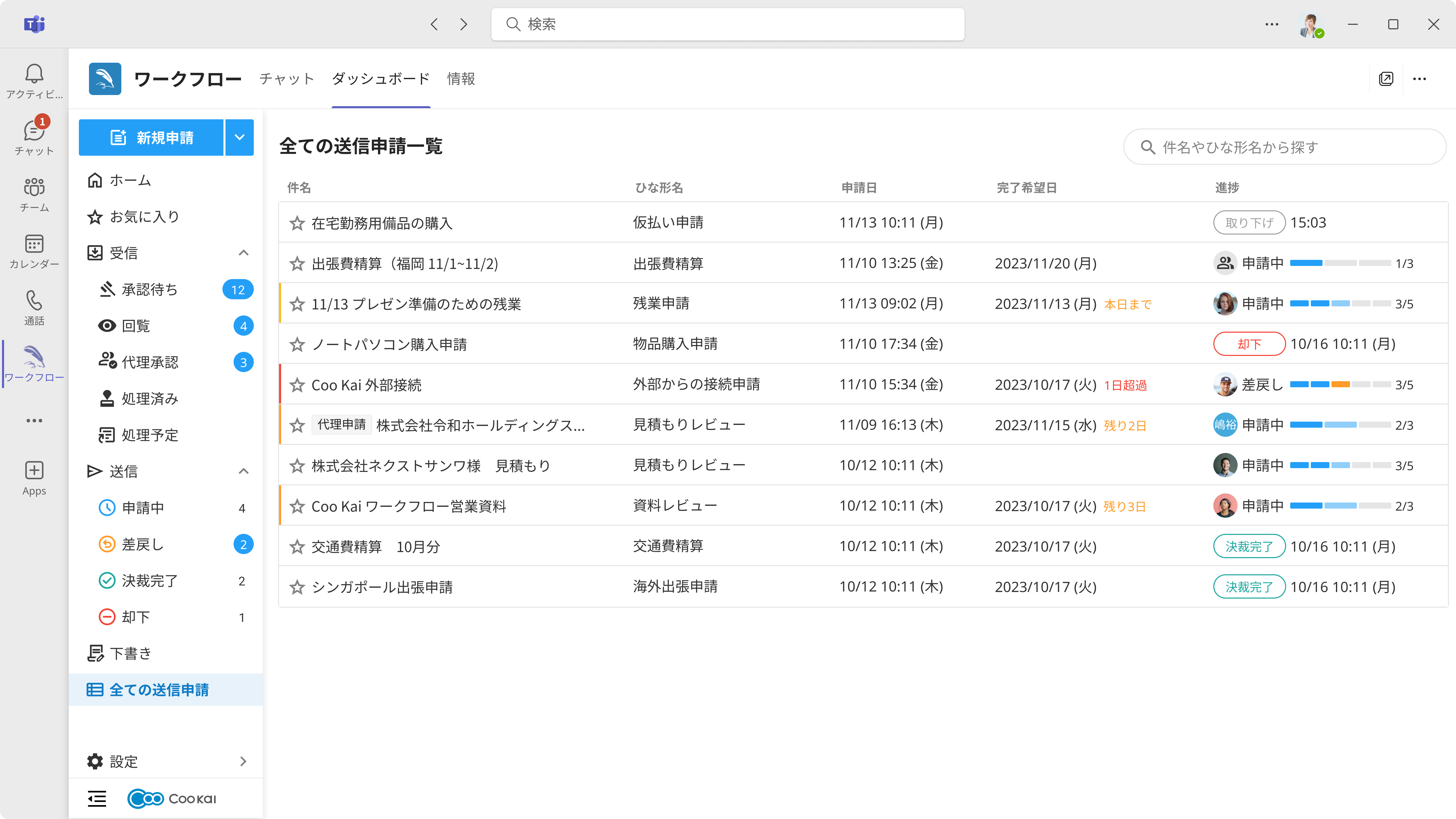 Coo Kai ワークフロー_利用画面サンプル4