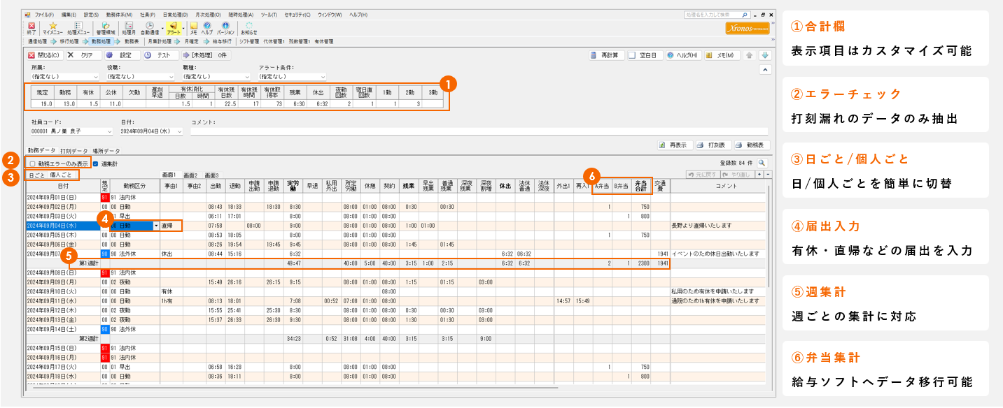 クロノスPerformance_利用画面サンプル1