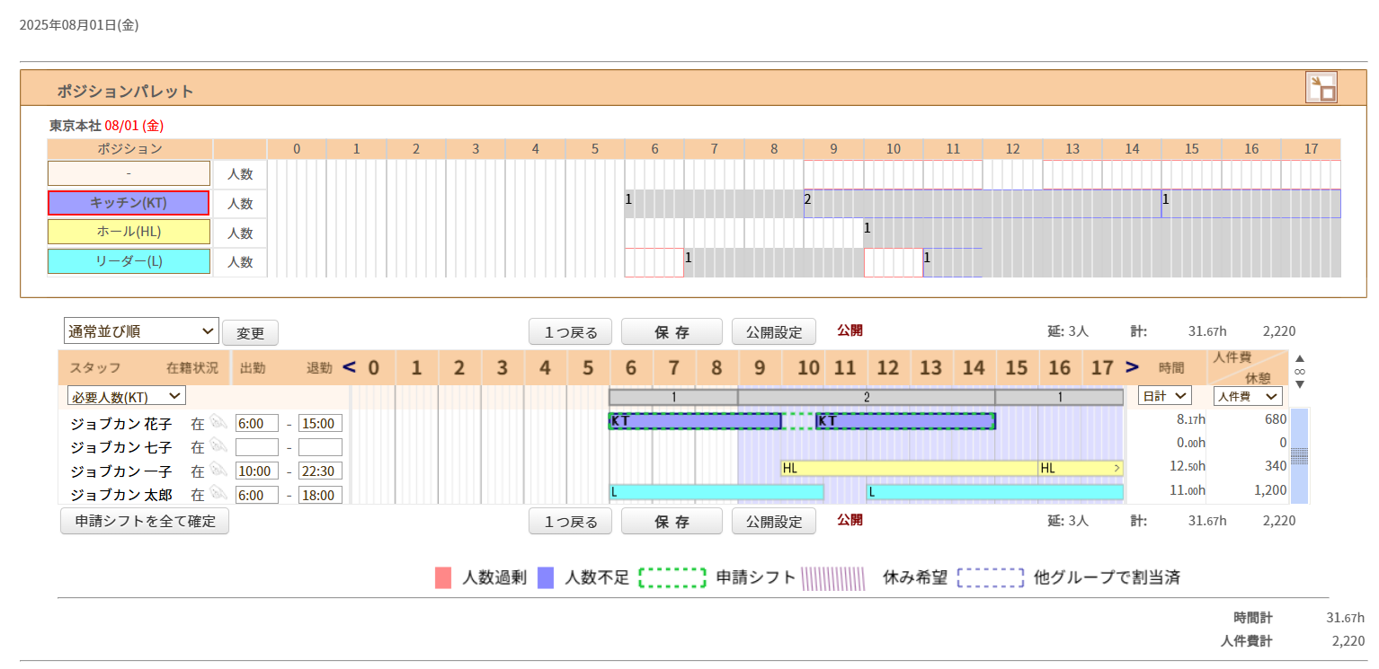 ジョブカン勤怠管理_利用画面サンプル2