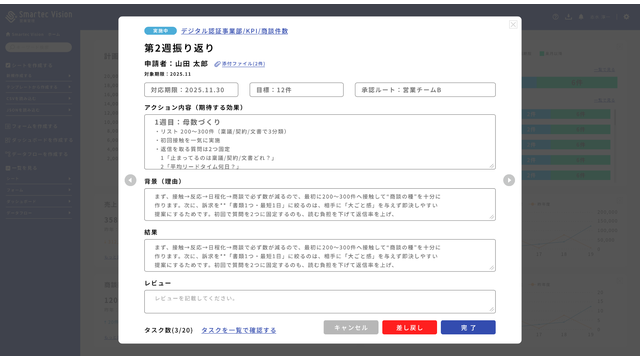 Shachihata Cloud SDX 予実改善ナビ_利用画面サンプル3