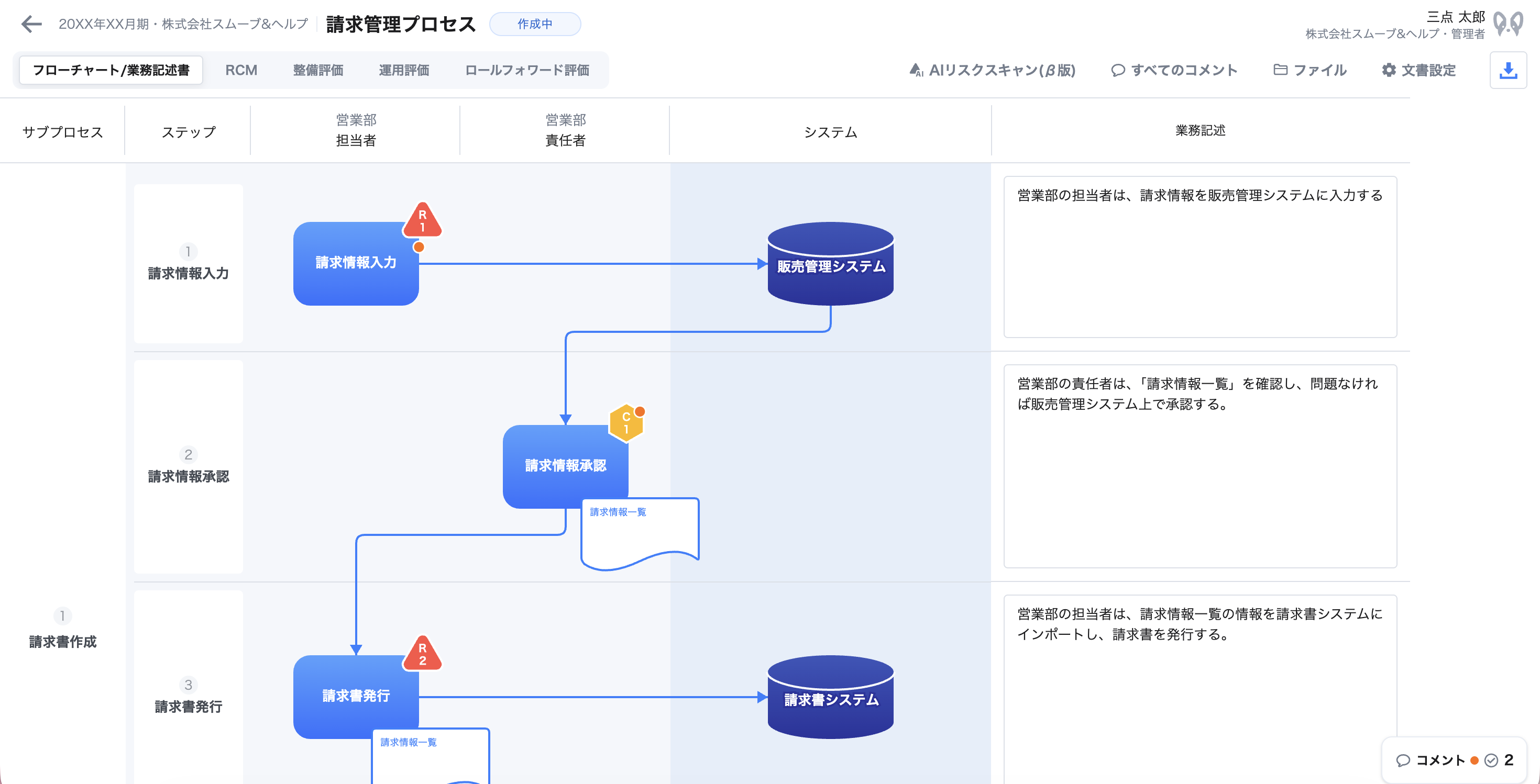 smoove J-SOX_利用画面サンプル1
