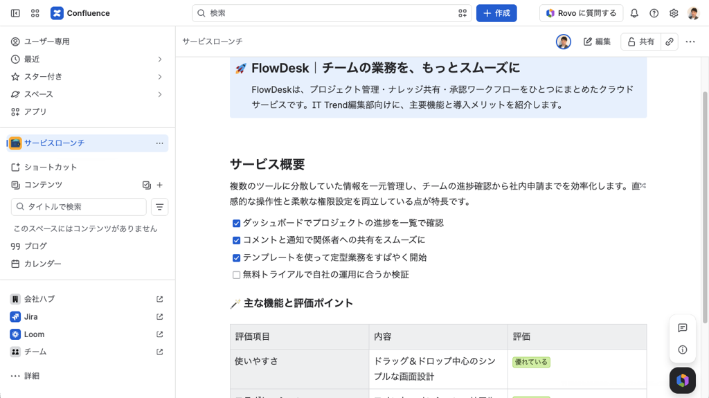 Confluence_利用画面サンプル1