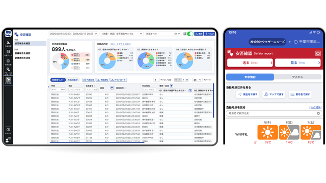 ウェザーニュース for business_利用画面サンプル1