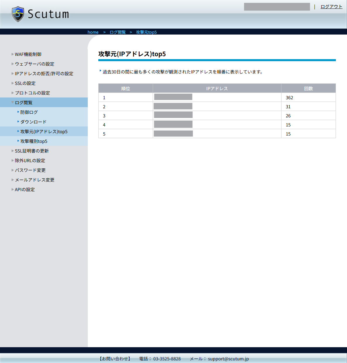 国産クラウド型WAF「Scutum（スキュータム）」_利用画面サンプル2