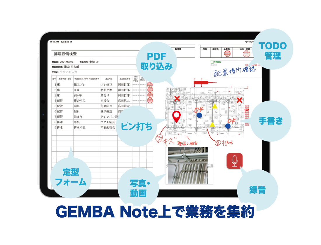 GEMBA Note for Business_利用画面サンプル1
